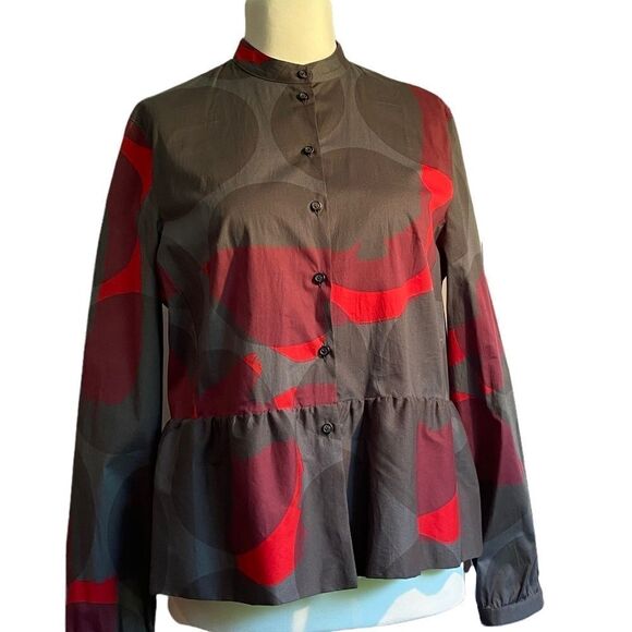 0206 PIAZZA SEMPIONE Red and Grey Colorblock Shirt Size M NEW